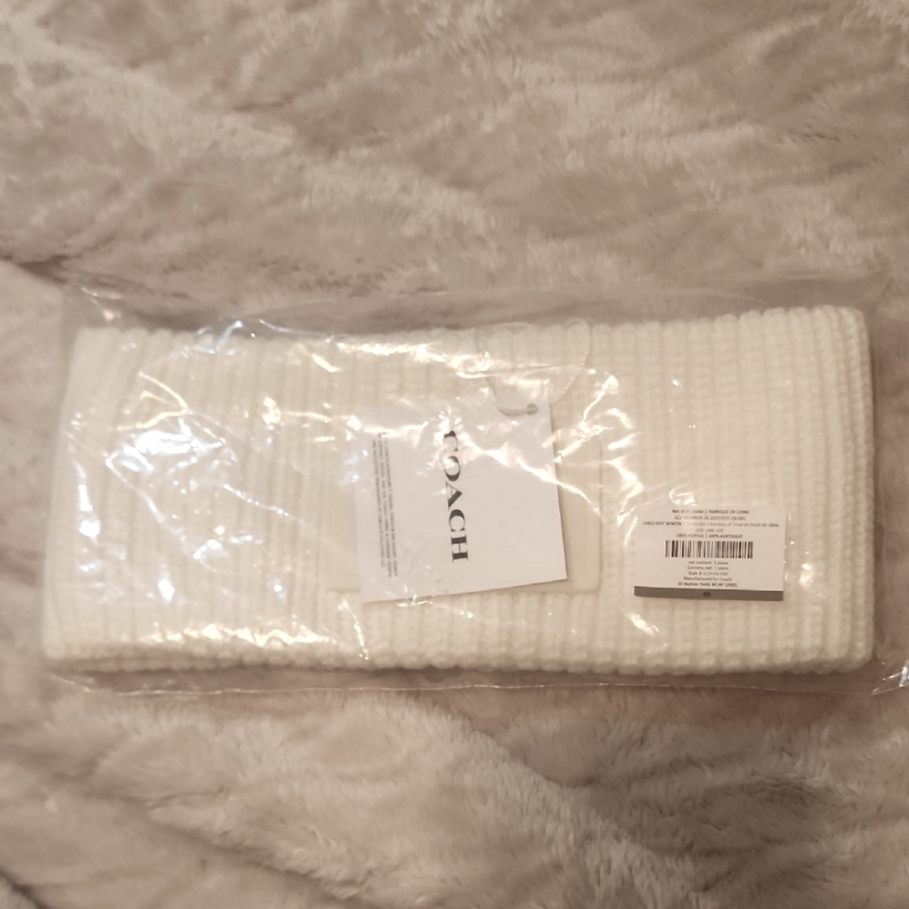Coach White Knit Headband